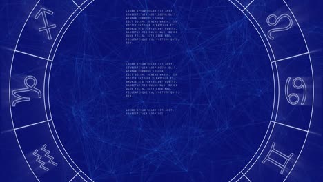 animación del procesamiento de datos y el horóscopo sobre fondo azul