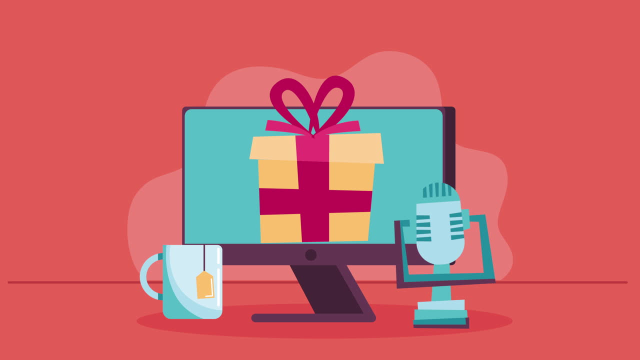 caja de regalo presente en la animación de escritorio