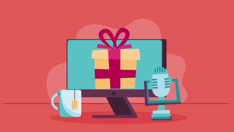 caja de regalo presente en la animación de escritorio