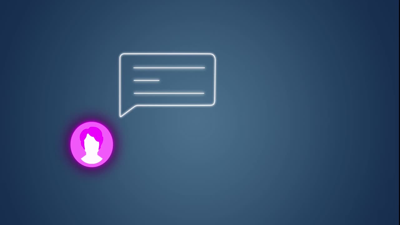 Animation of profile and message icon against blue gradient background