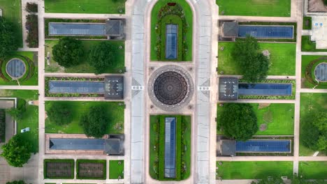 top down aerial of underground portion of texas state capitol offices for politicians and legislators