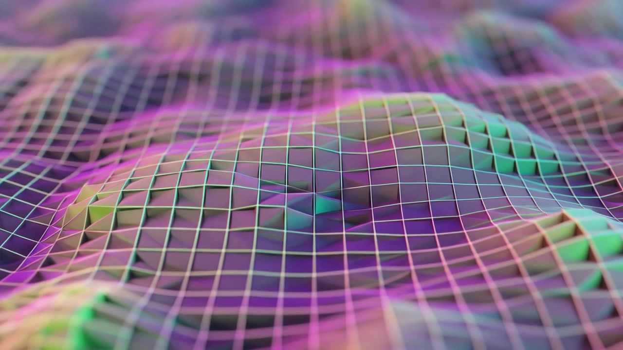 Abstract Digital Grid Surface With Wavy Motion