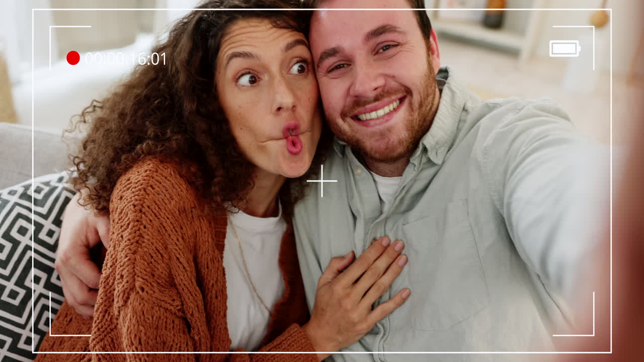 película, película y reír con una grabación de pareja