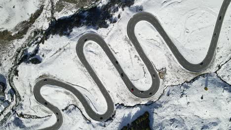 famous julierpass in bird's eye view of a drone, in switzerland.
