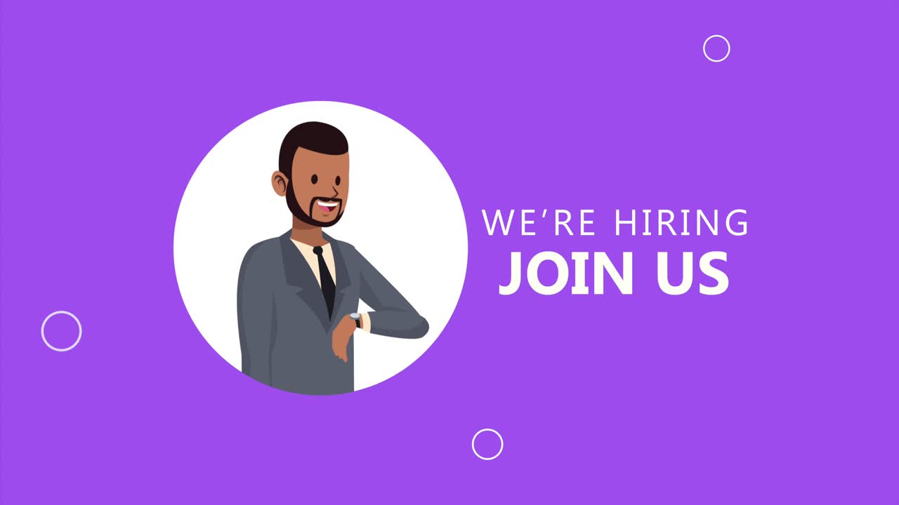 we are hiring lettering with businessman