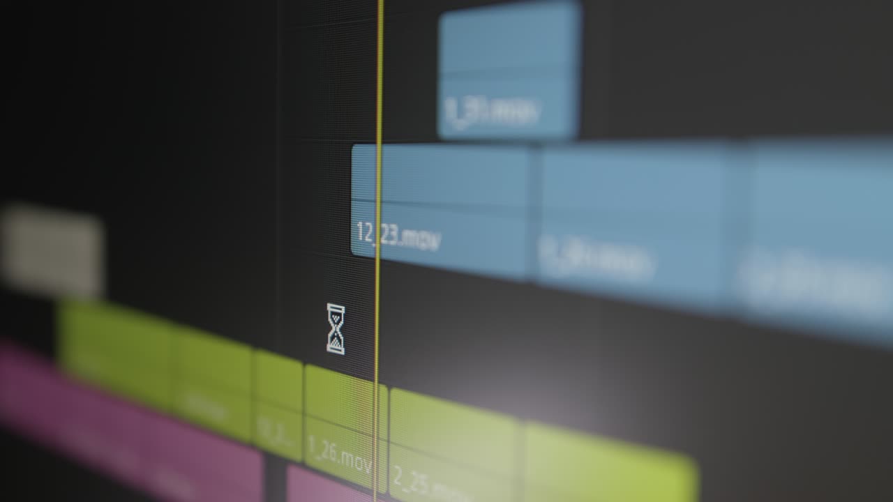 edición de video de primer plano en un monitor de computadora. software de edición de video profesional. fragmentos en movimiento. procesamiento de video, postproducción, creador de clips