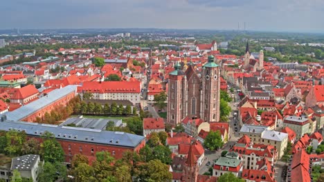 aerial shot of ingolstadt's downtown with münster , bavaria, germany