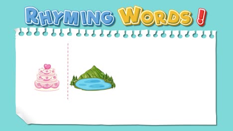 colorful animation teaching rhyming words with engaging visuals and playful transitions, enhancing children's language skills