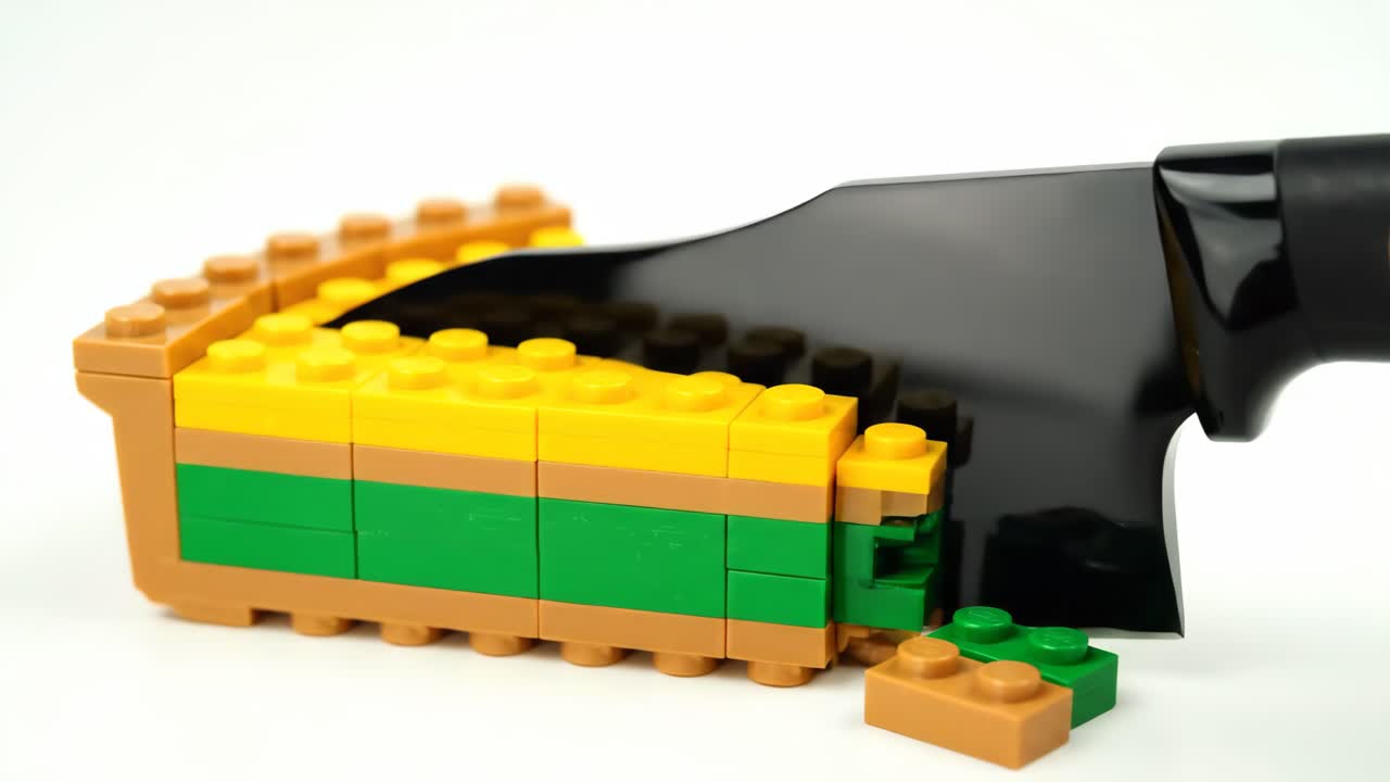 Lego pie being cut