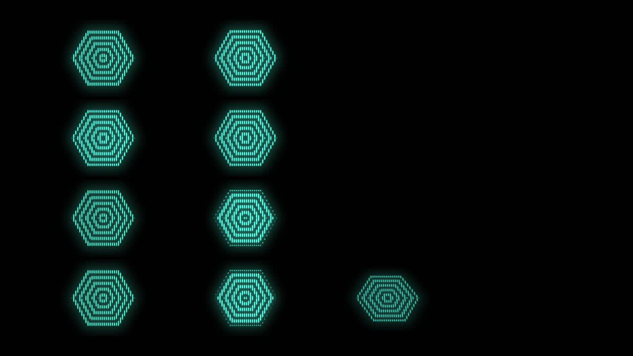 patrón geométrico hexagonal azul neón