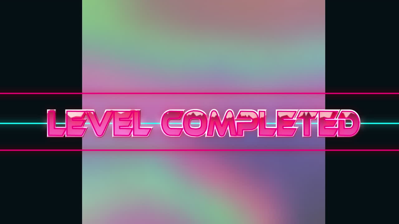 검은색 배경의 모양 위에 완성된 텍스트의 애니메이션.