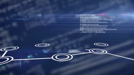 animación de datos y conexiones en fondo azul