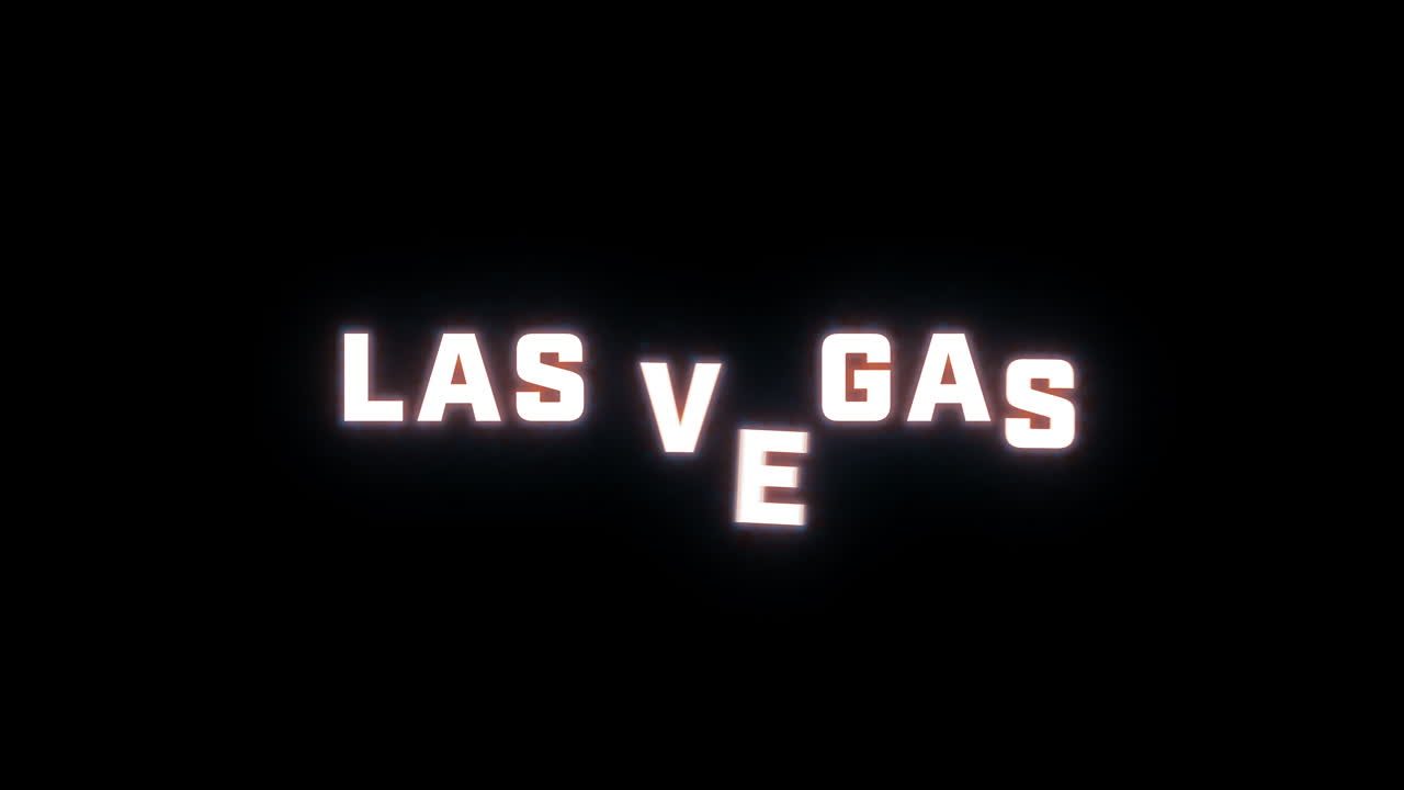 revelación de texto de 4k de la palabra "las vegas" en un fondo negro