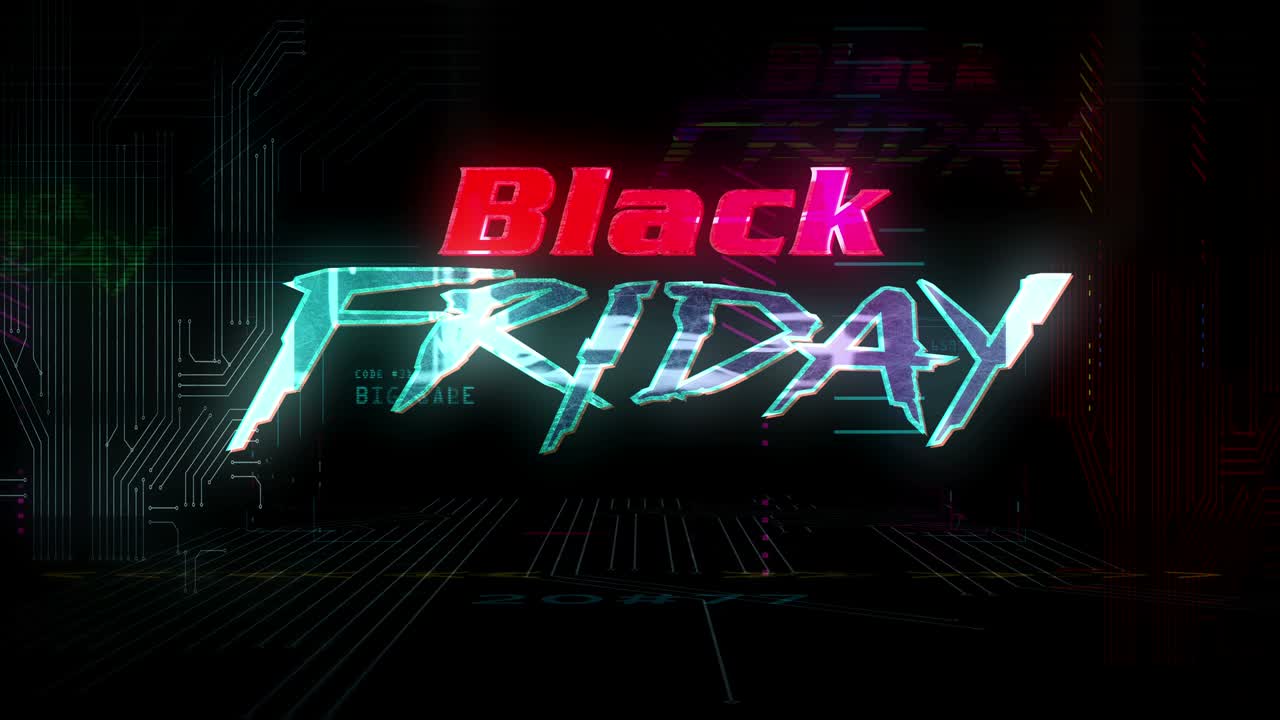 블랙 프라이데이 세일 테마와 함께 사이버 크 스타일 인트로
