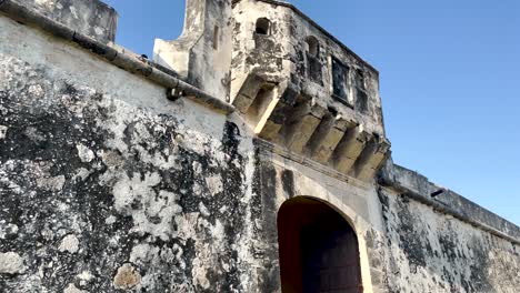 shot of the main entrance to the fortified city of campeche