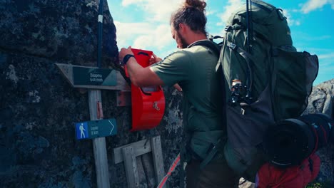 male hiker in dåapma mountain of norway