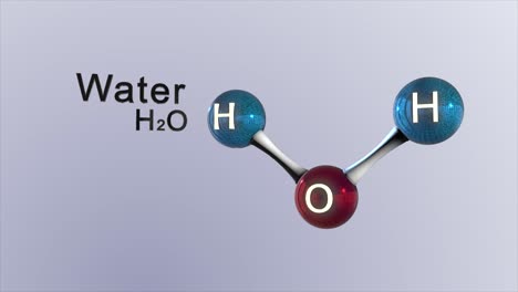 High-quality-CGI-render-of-a-scientific-molecular-model-of-a-water-H2O-molecule,-with-simple-black-label-and-chemical-symbol