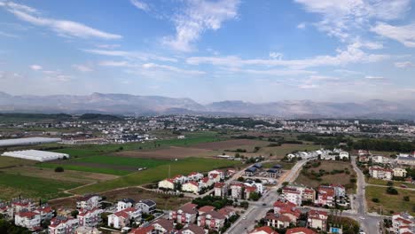 mediterranean city of side, turkey in summer, aerial drone