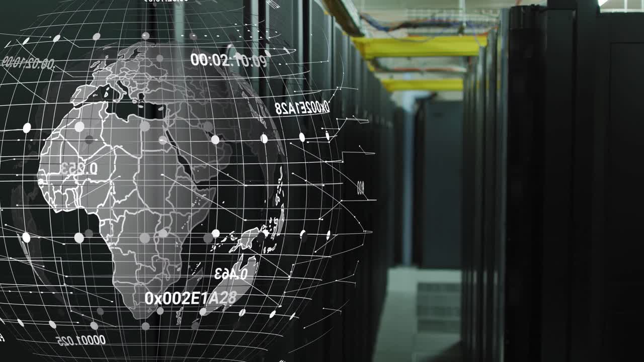서버 위에서 회전하는 지구의 애니메이션