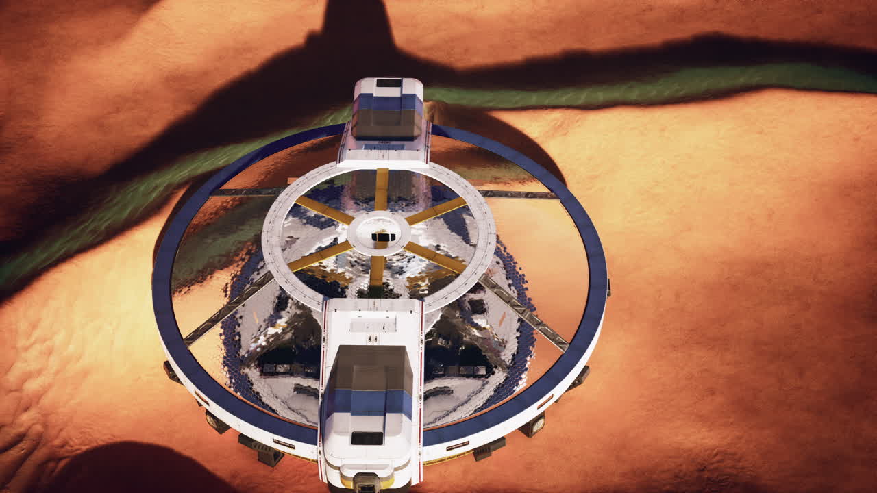 우주선이 화성에 착륙합니다.