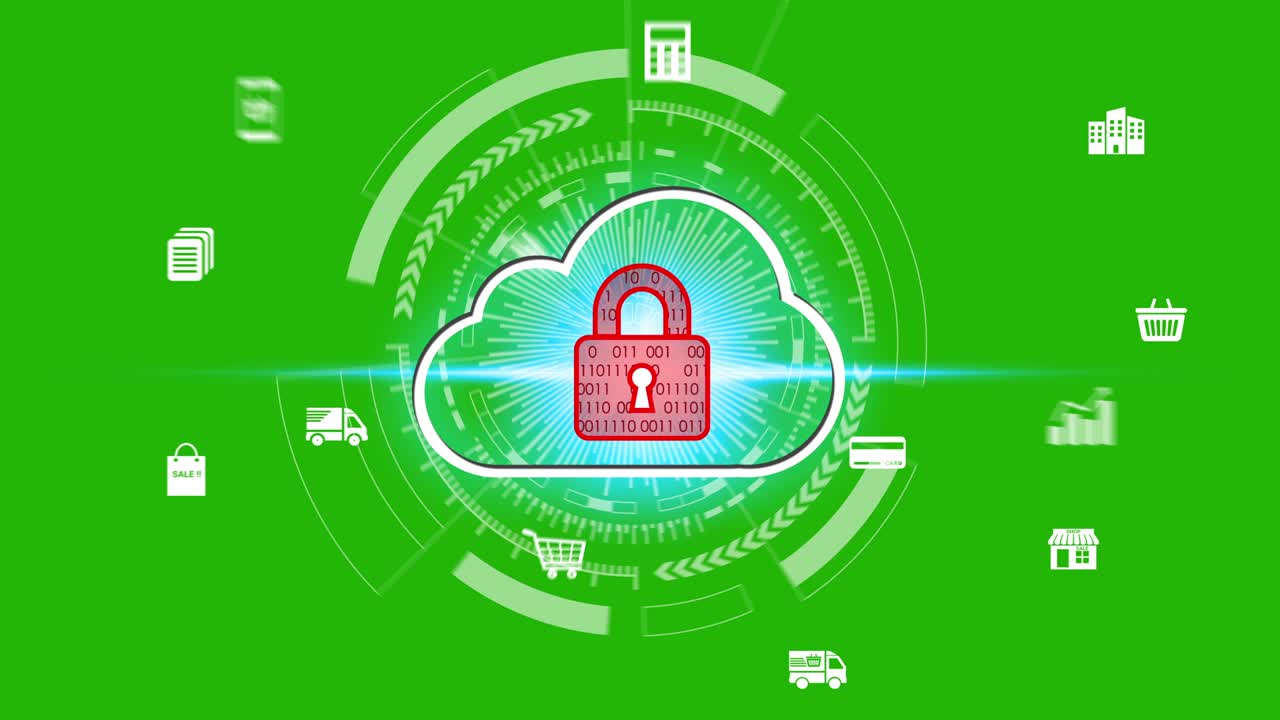 Animation Businessman touch network using padlock icon technology with virtual screen icons, Business Technology Privacy concept, Internet Concept of global business.