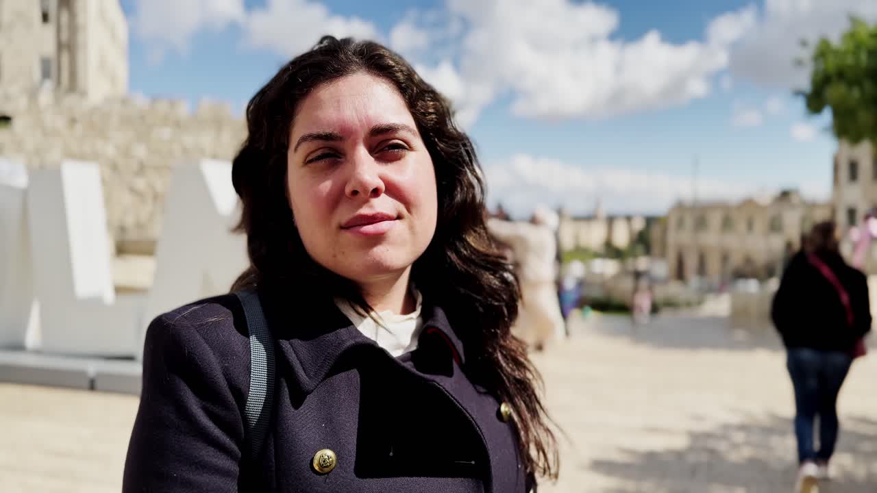 Tourist Woman Exploring Jerusalem's Old City
