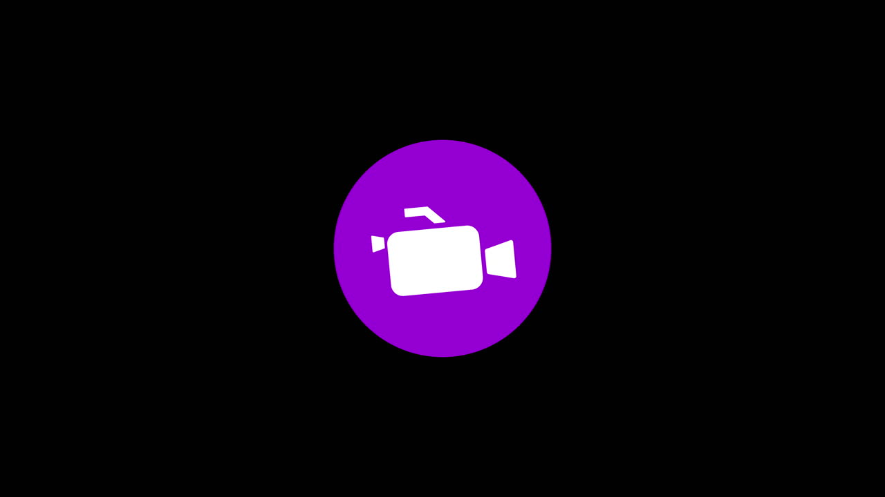 Icona animata di videocamera in cerchio viola