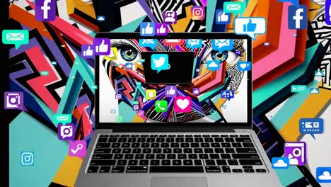 social media laptop graphic design