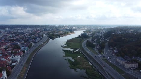 drone shot of kaunas city