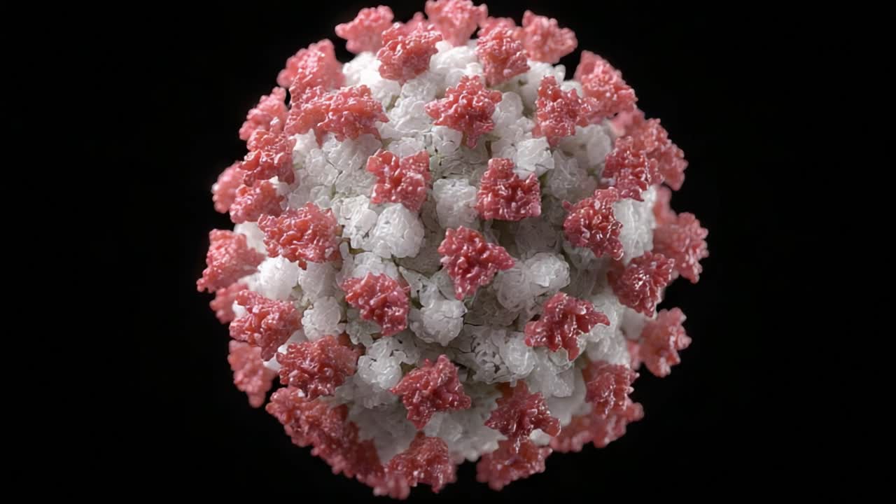 Detailed Visualization of a Virus Structure, Highlighting Its Unique Surface Features and Molecular Composition in High Magnification Imagery