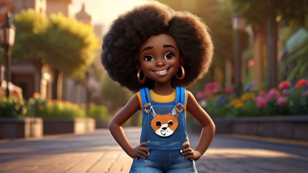 A young afro girl is wearing a cute casual clothes