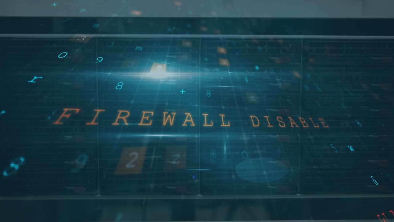 Animation of online security cyber attack warning and data processing over server