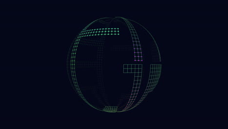 transparent sphere with grid pattern on dark background