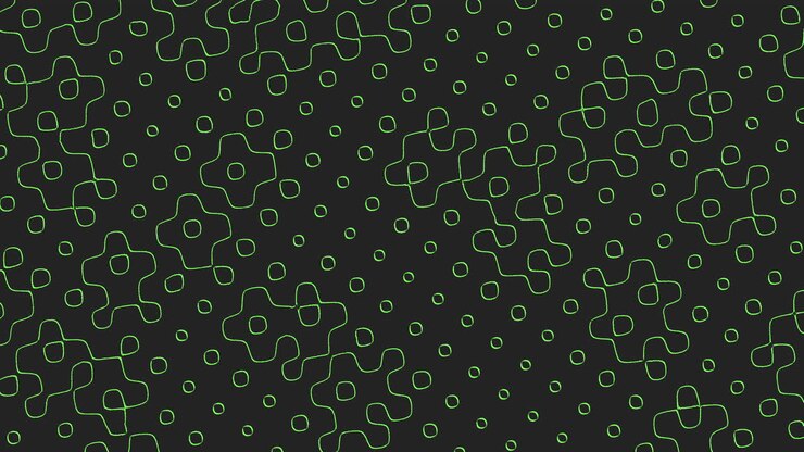 Geometric black and green pattern with circles and rectangles