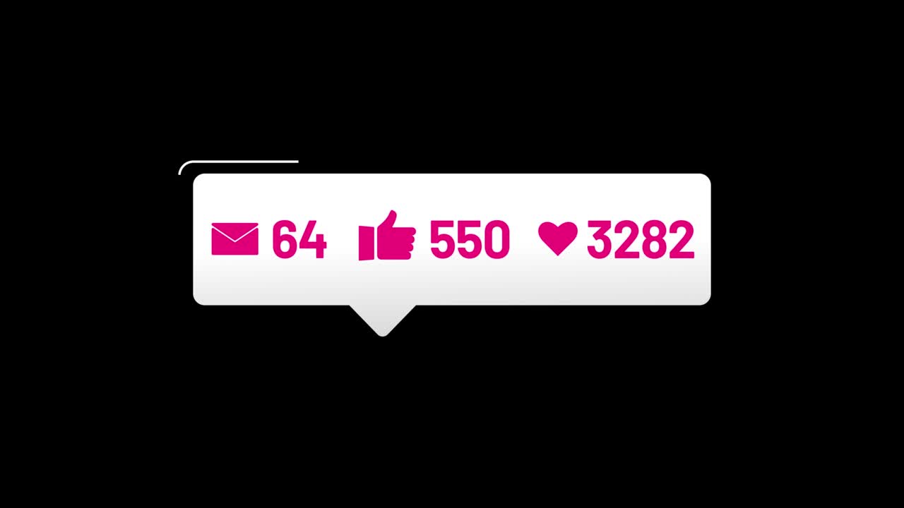 Social media icons with increasing numbers, social media networking, animation, video isolated alpha matte and green background