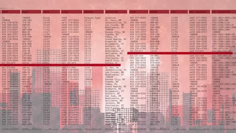 Animation-Der-Datenverarbeitung-über-Stadtbild-Hintergrund