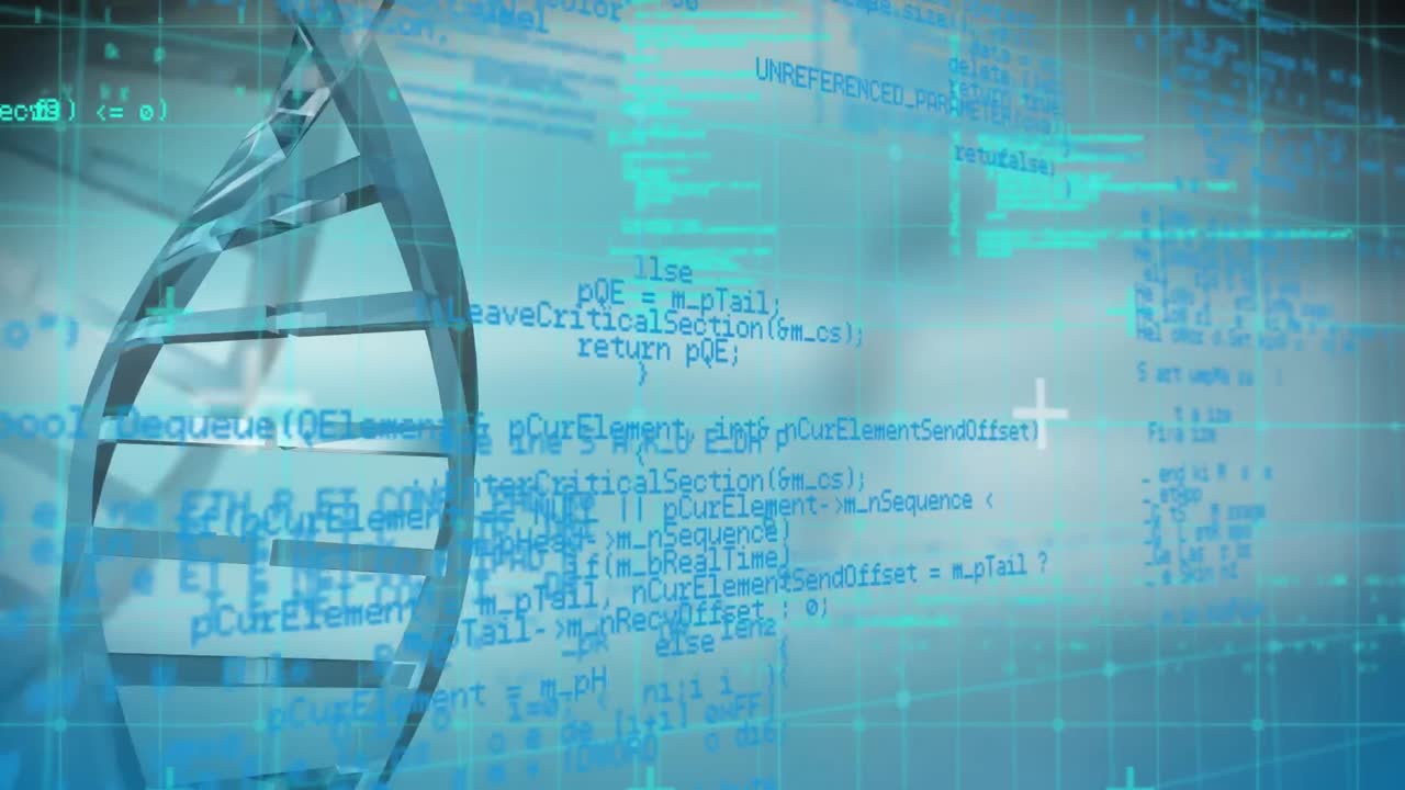 Animation of dna strand and scientific data processing