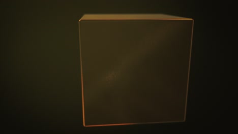 el cubo metálico dorado girando. abstracto, primer plano