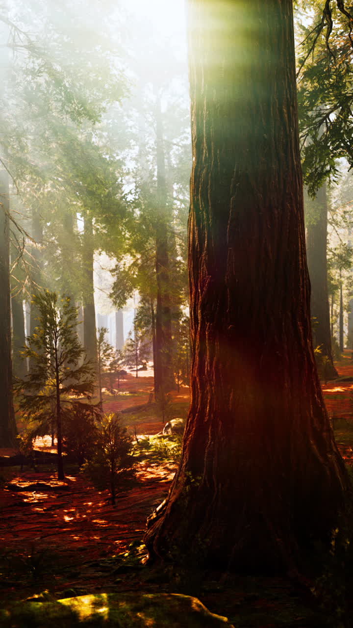 Maestosa Foresta di sequoie illuminata dal sole