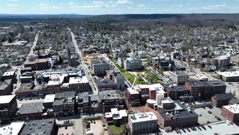 drone view of downtown concord, new hampshire and capitol building