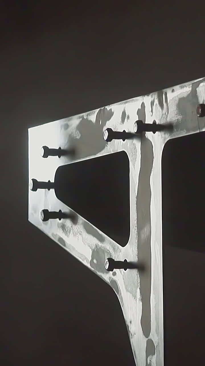 Employee covers metal detail with paint using air brush in workshop closeup. Worker applies color pigment on part with screws at furniture factory