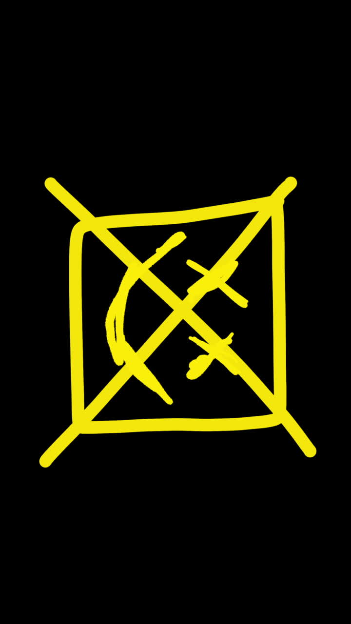 Animated Hand-Drawn Yellow Smiley Face on Black Background