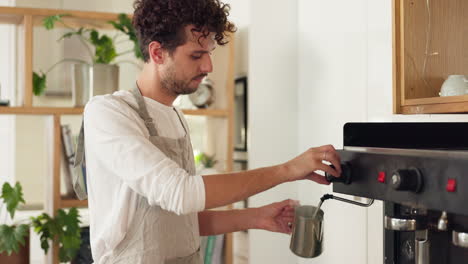 barista, steam milk with machine