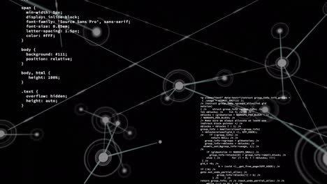 Animation-of-data-processing-with-network-of-connections-on-black-background