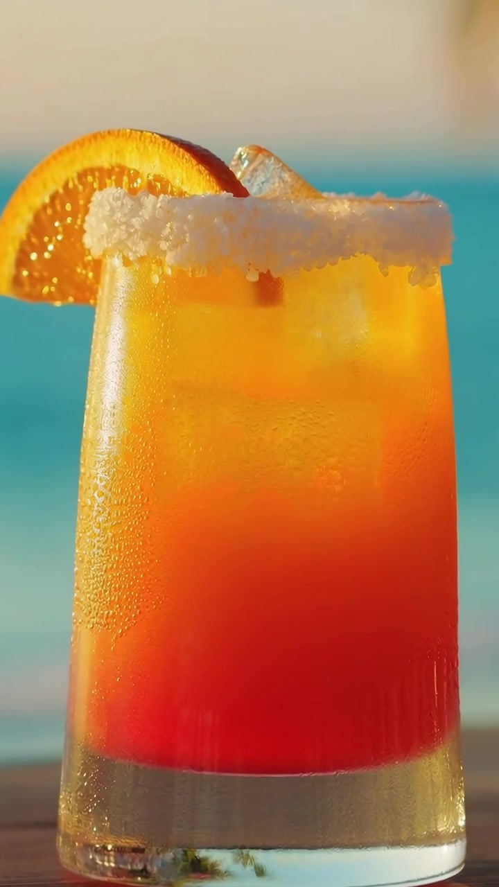 Cocktail tropicale rinfrescante con fetta d'arancia e bordo salato