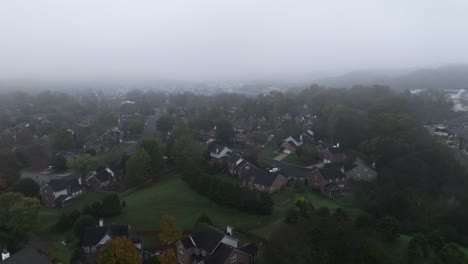 Foggy Morning in a Suburban Neighborhood