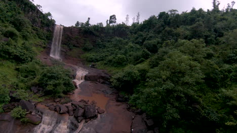 fpv drone shot of beautiful waterfall in south gujarat during monsoon