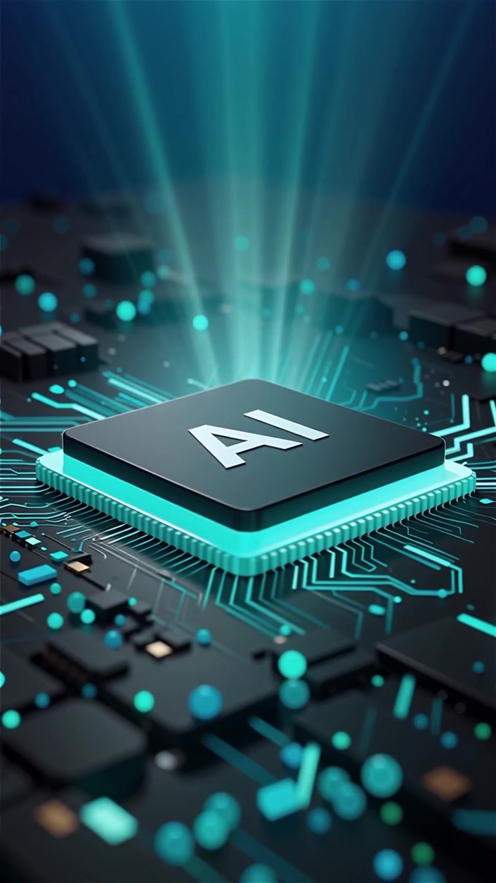 Futuristic AI Chip Motherboard Technology Background