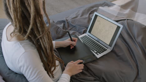 female digital designer working from home