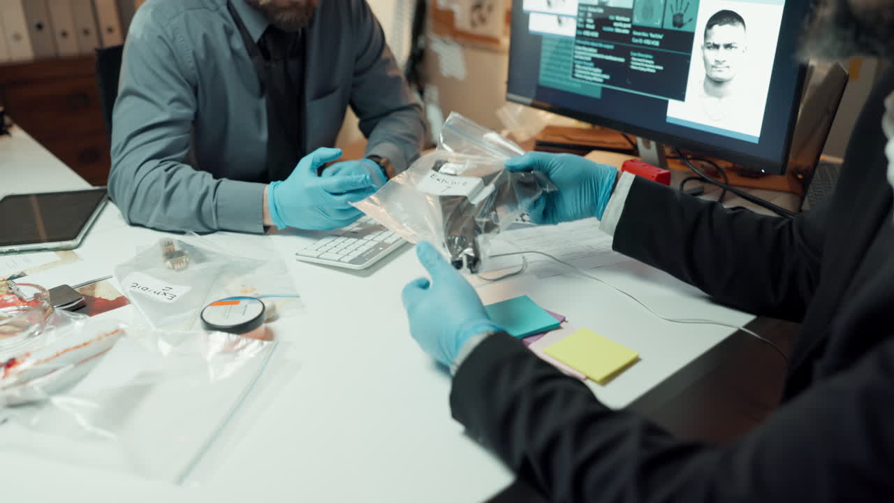 Police Detectives Examining Evidence